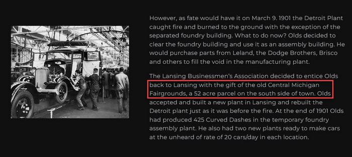 Lansing Fair (Central Michigan Fairgrounds) - From Re Olds Website (newer photo)